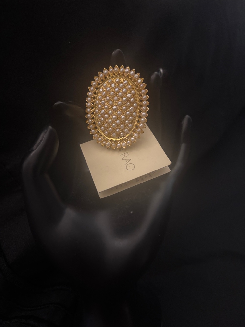 Devi Rao Gold Dipped Pearl Cluster Statement Ring